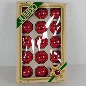 Pyramid Solid Red Jumbo Easy To Insert Decorative Ornaments 15 Pieces Christmas